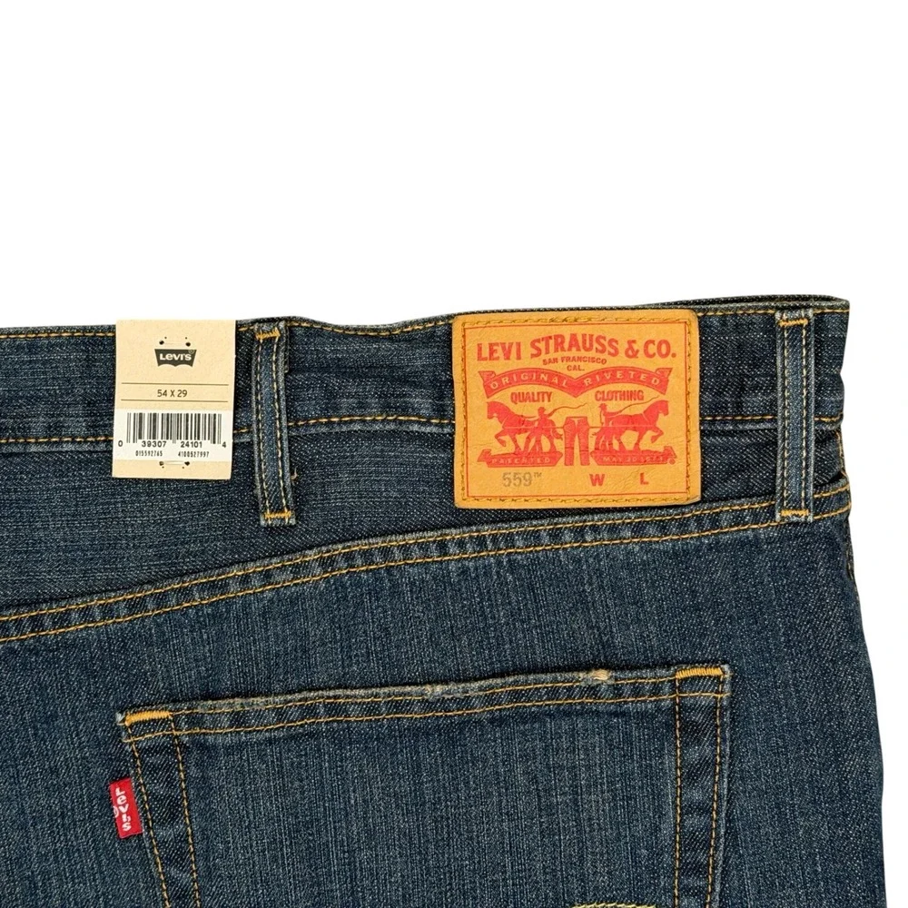 Levi's 559 Relaxed Straight Jeans Mens 54 x 29 Blue Big & Tall Denim **NEW**